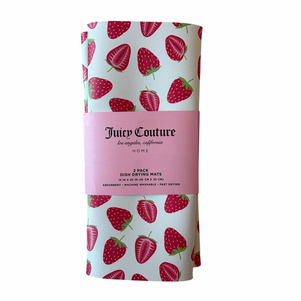 Juicy Couture Strawberry Dish Drying Mats 15x20 Set of 2 NEW